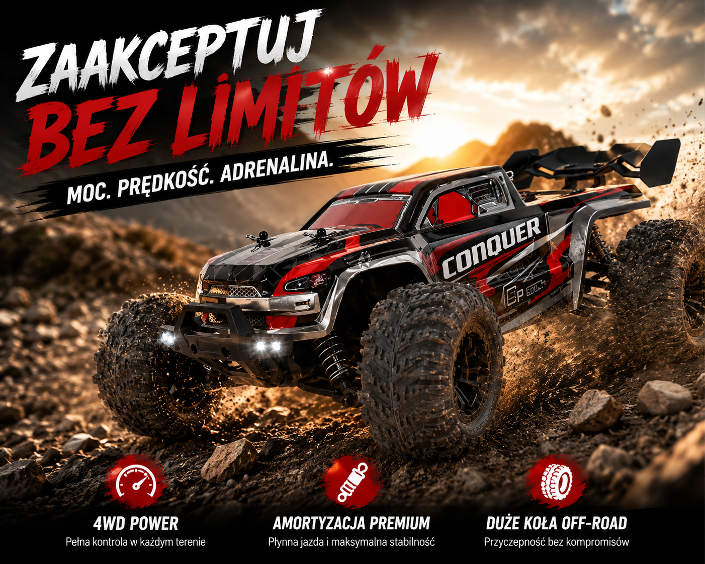 4WD Off Road 4x4 RC – Ekstremalny Samochód Terenowy 50KM/H dla Dzieci i Dorosłych